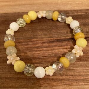Handmade Yellow and White Beaded Bracelet